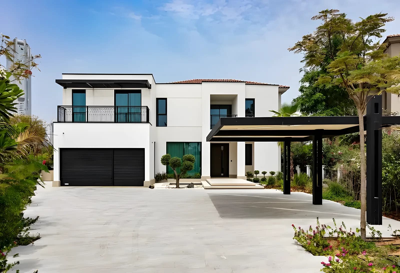 Renovated, furnished villa with lake and skyline views