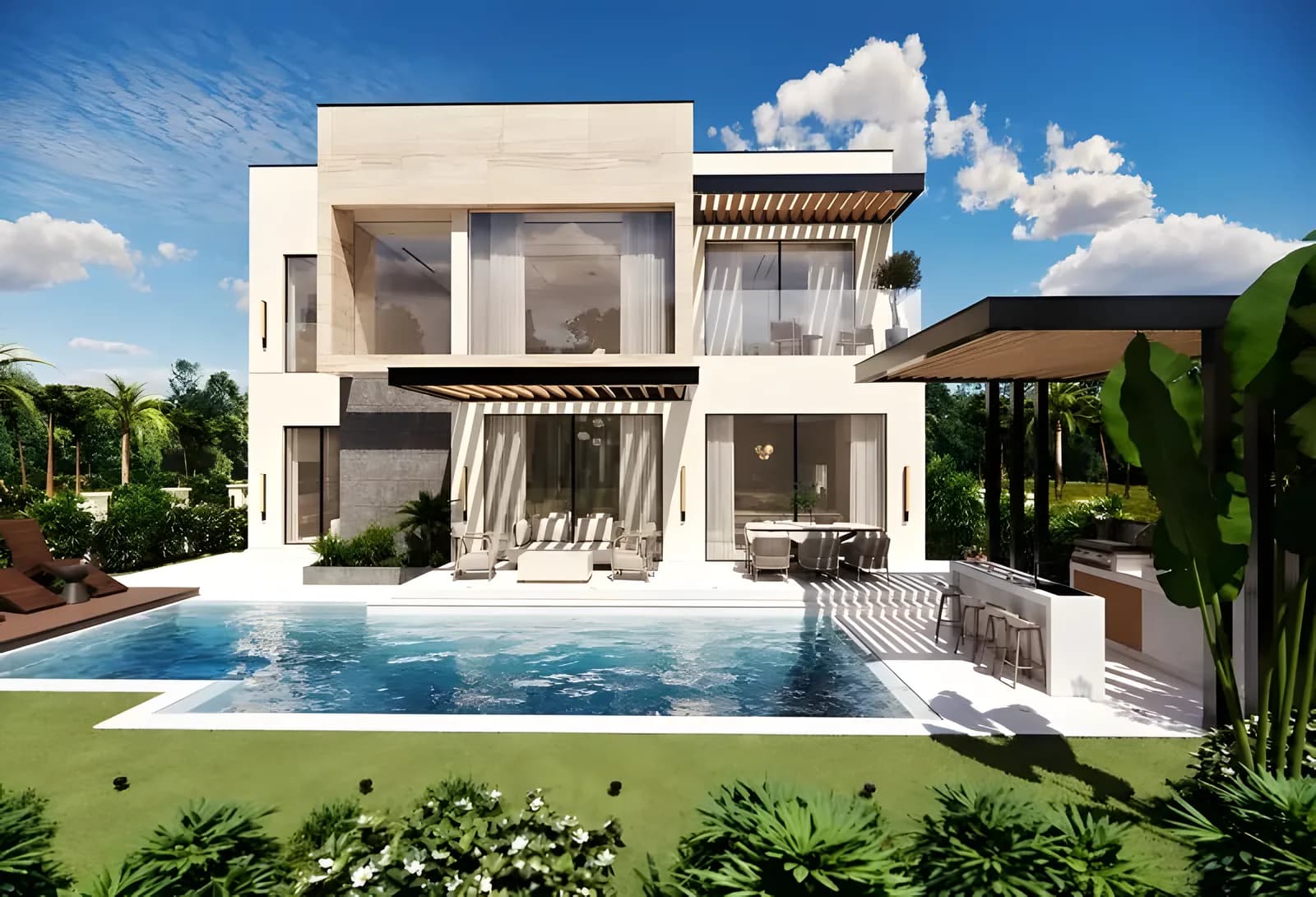 Newly renovated five-bedroom villa with lake views
