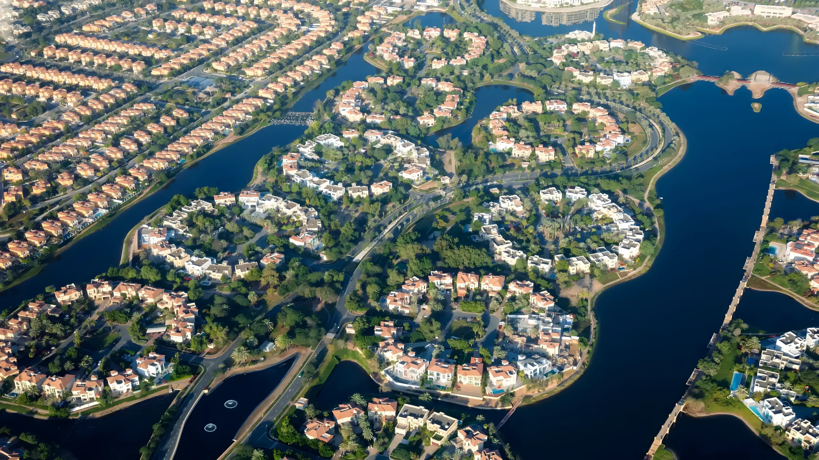 Jumeirah Islands clusters and lakes from above