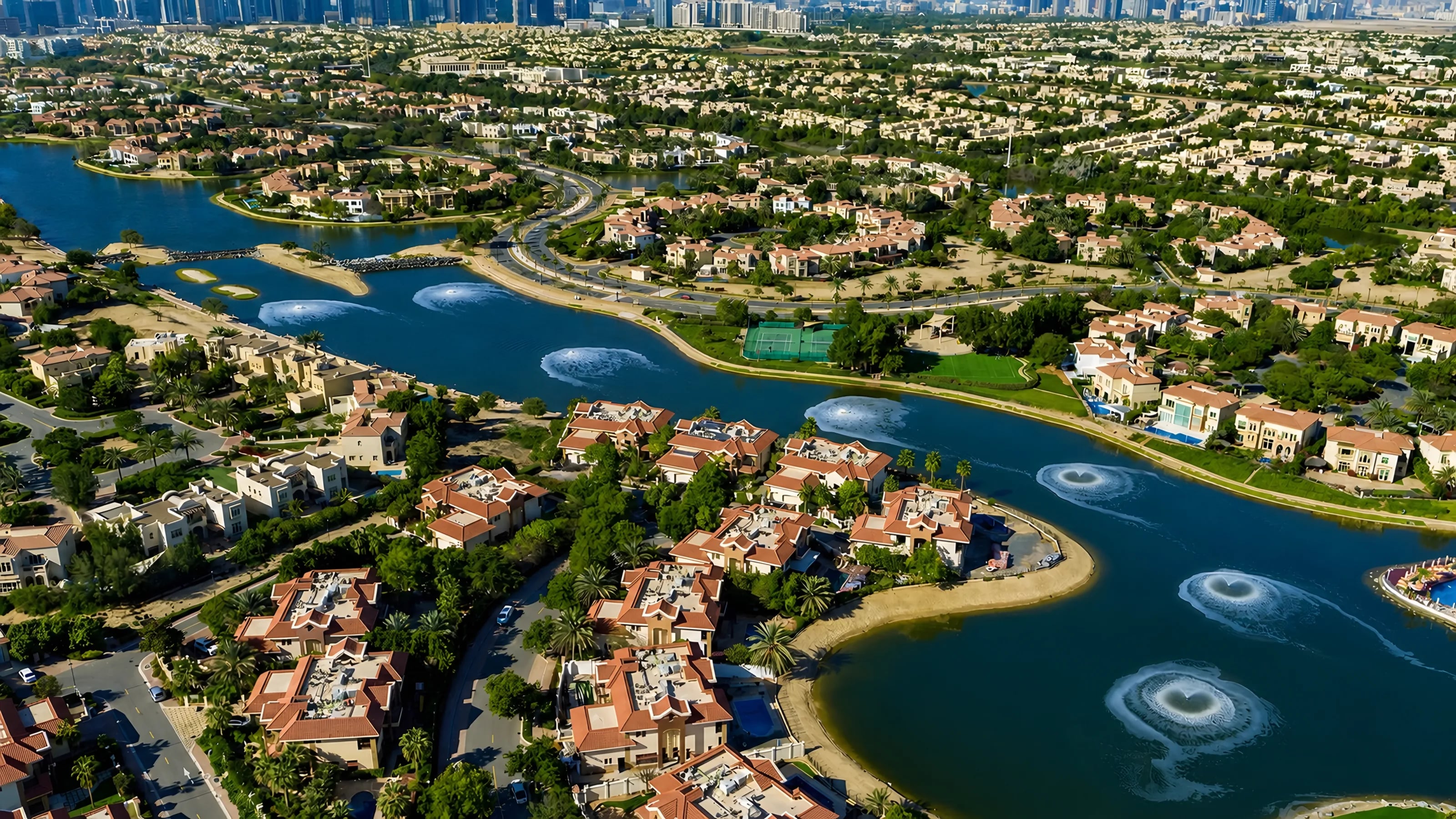 Fountains on a Jumeirah Islands lake
