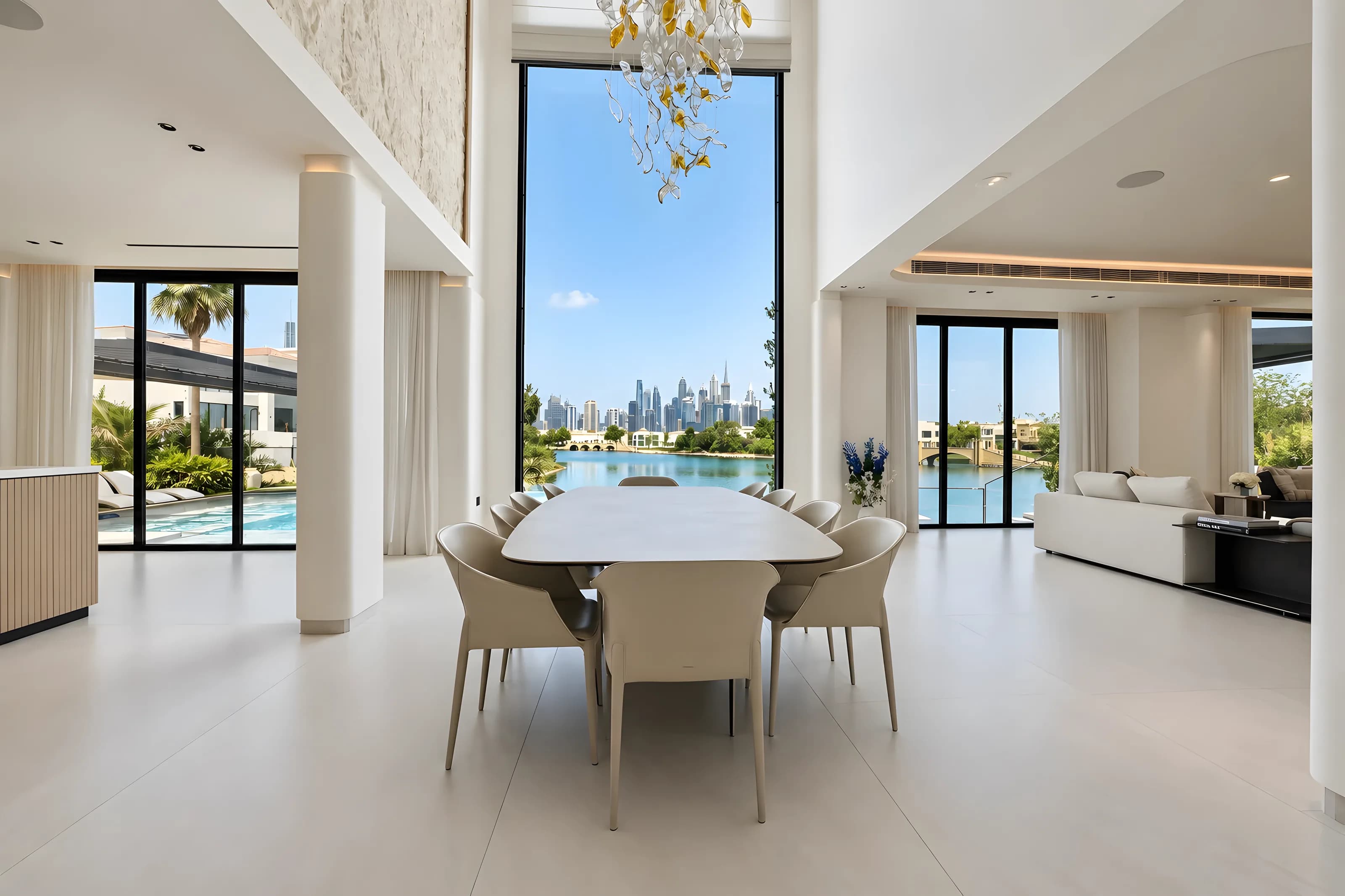 Renovated double-height dining room